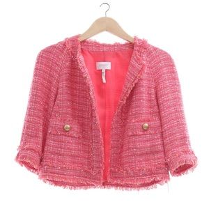 NEVER WORN - LAUNDRY BY SHELLI SEGAL PINK BOUCLE CROPPED BLAZER